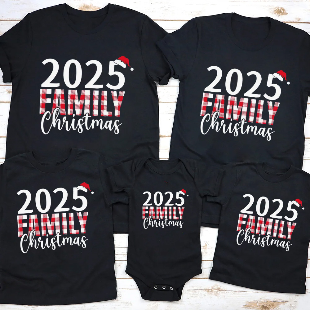 Merry Plaid Christmas Family Matching T-Shirts