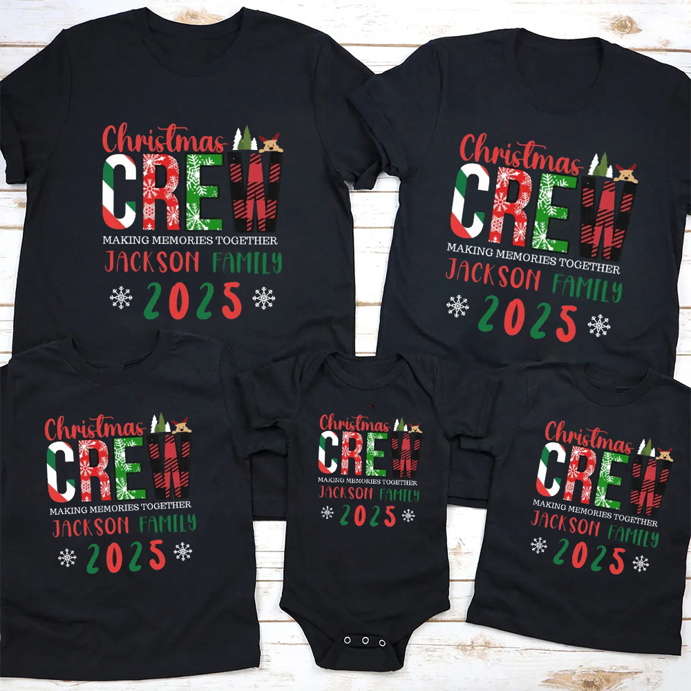 Personalized Christmas Crew 2025 Family Matching T-Shirts