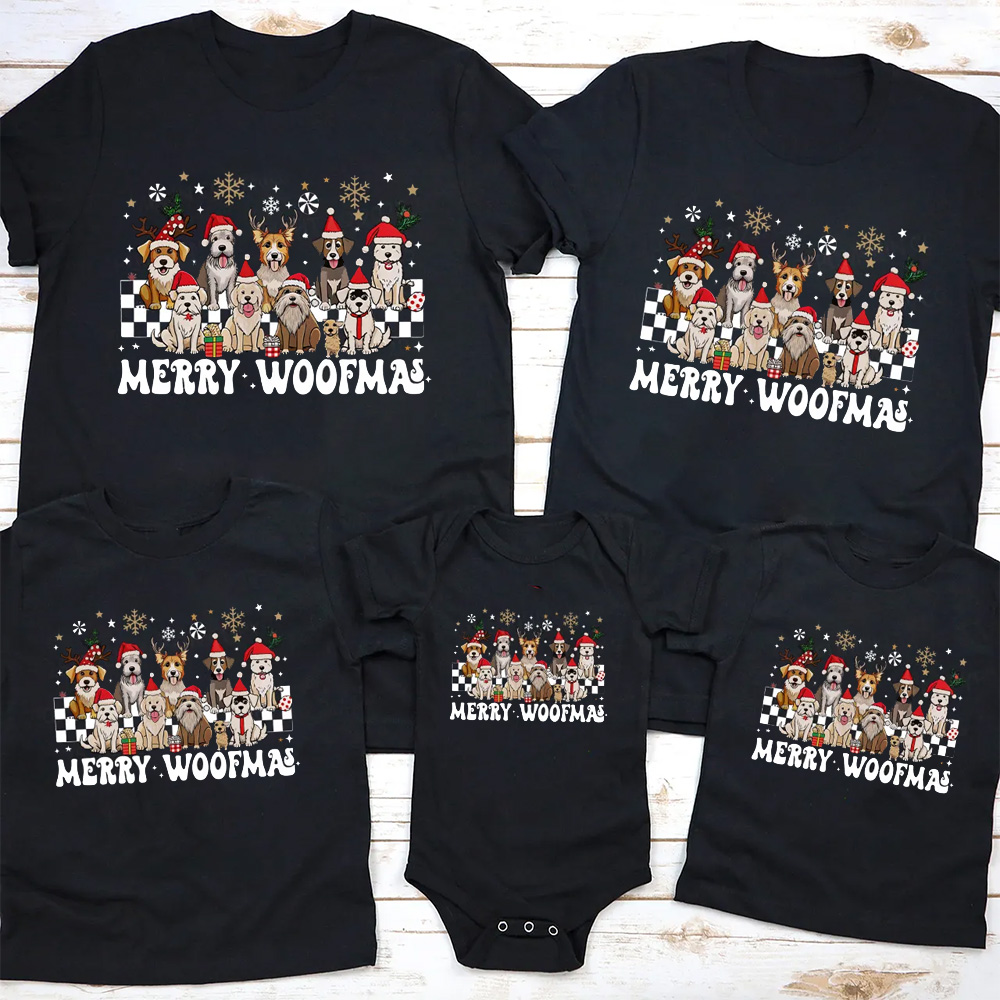 Merry Woofmas Christmas Family Matching T-Shirts
