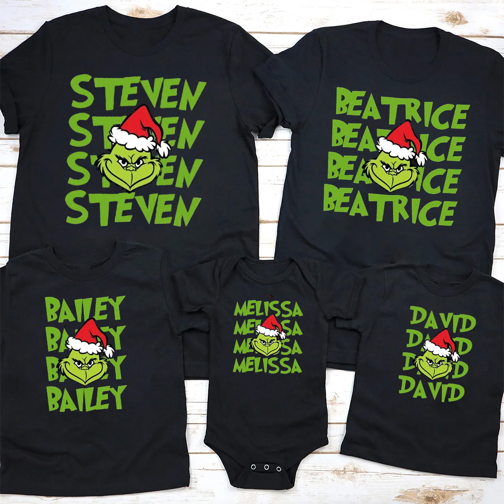Personalized Green Name Family Matching T-Shirts