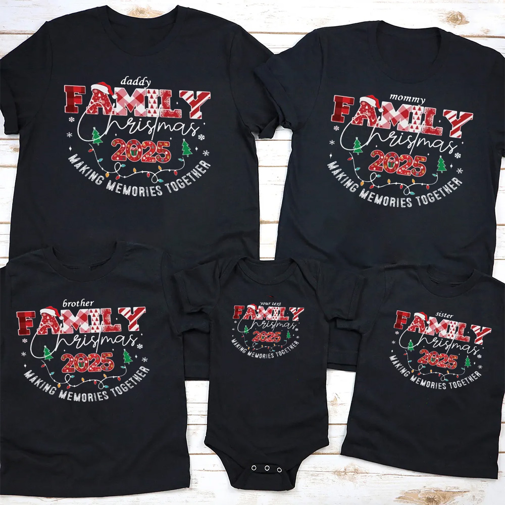 Personalized Holiday Family Cheer Family Matching T-Shirts