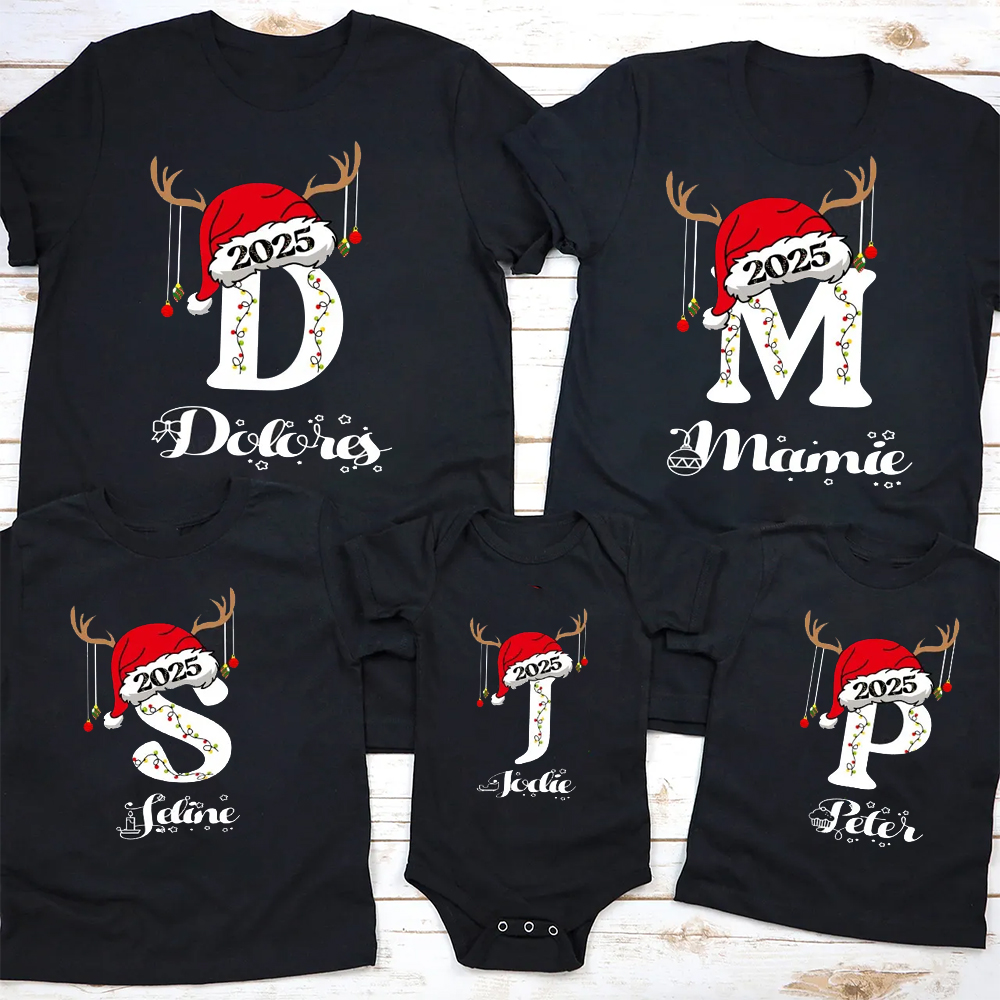 Personalized Name Family Christmas Matching T-shirts