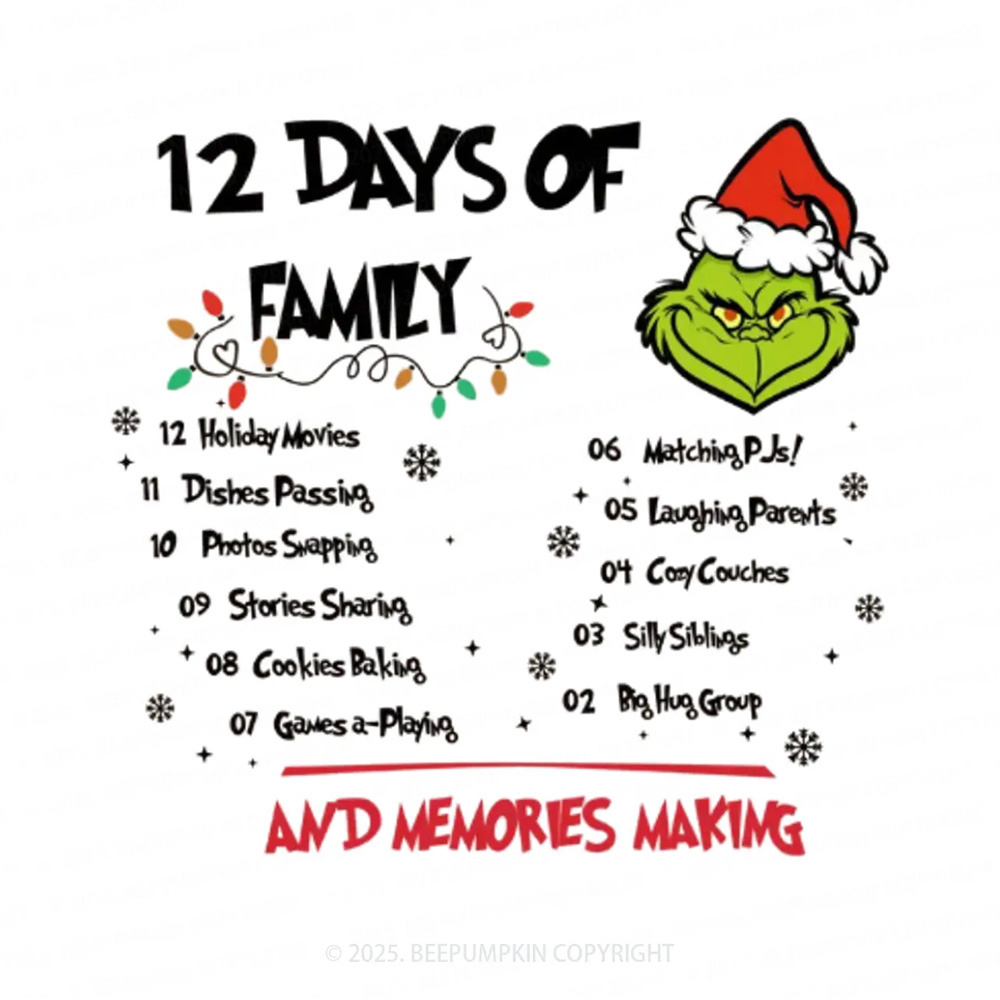 12 Days Of Family Christmas Family Matching T-Shirts