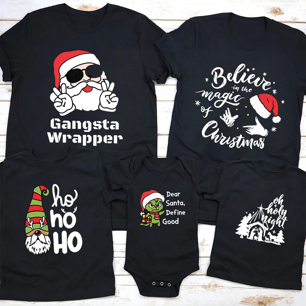 Personalized Joyful Holiday Christmas Family Matching T-Shirts