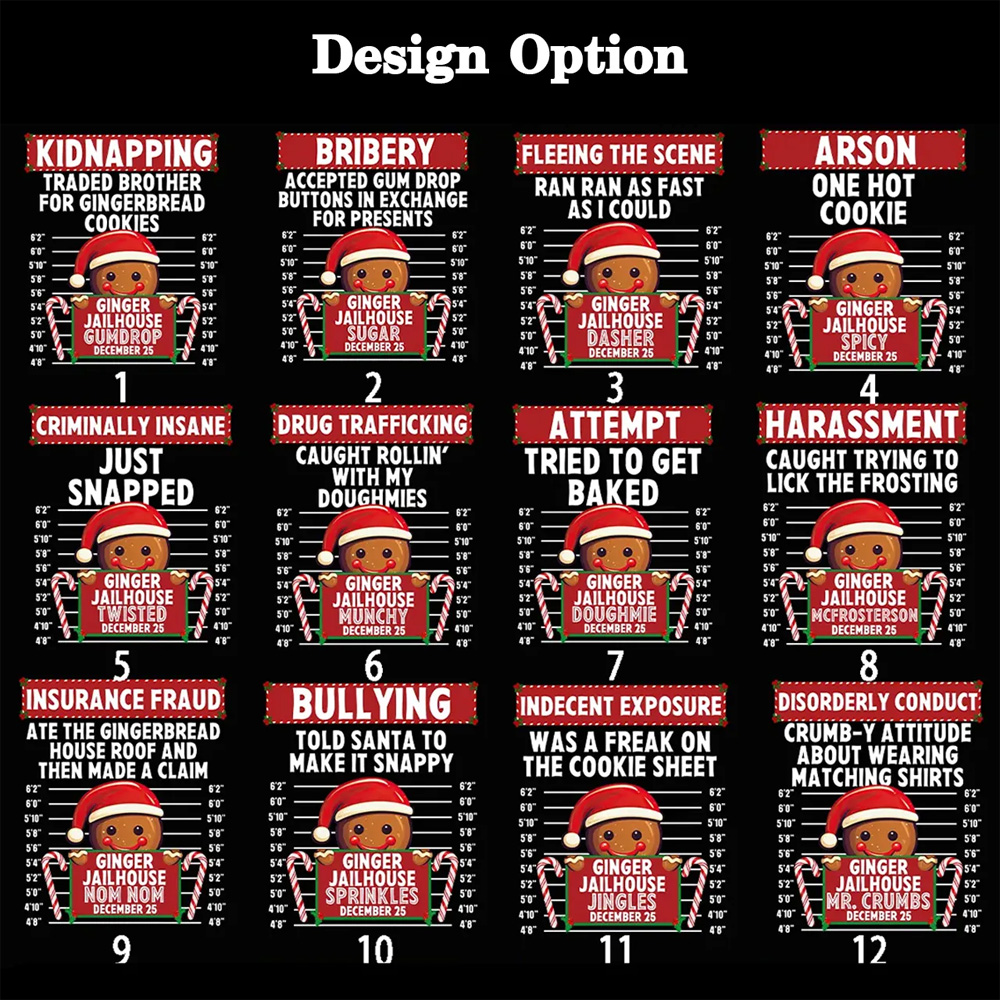 Personalized Gingerbread North Pole Correctional Christmas Matching T-Shirts