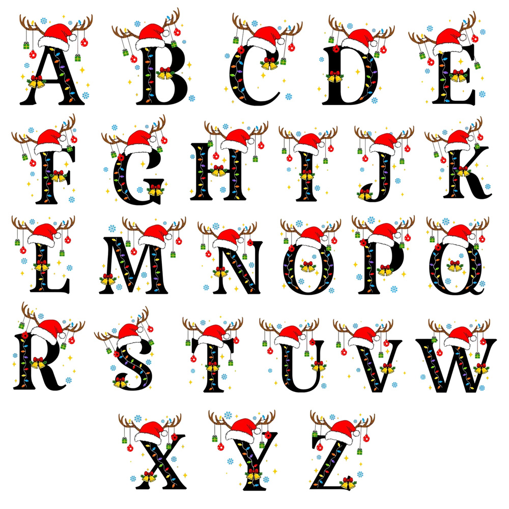 Personalized Alphabet Christmas Name Family Matching T-Shirts