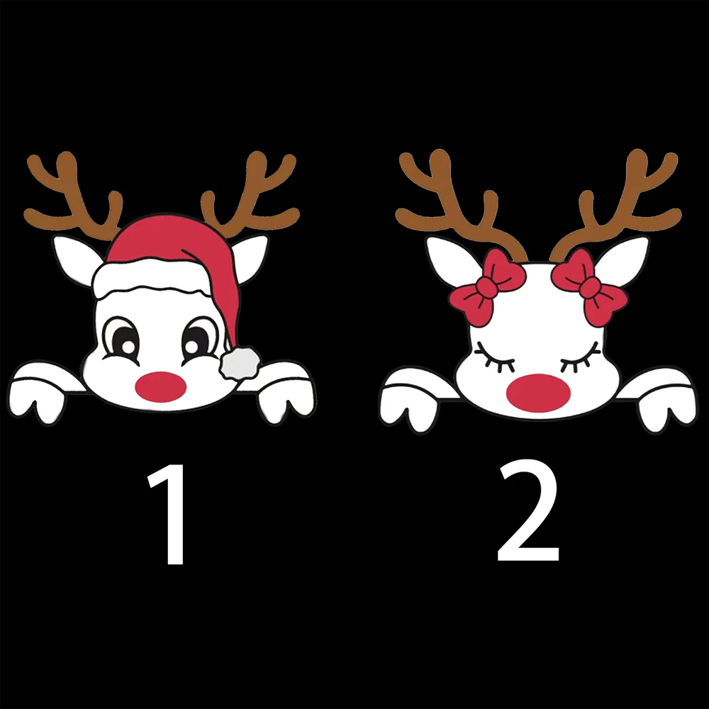 Personalized Christmas Reindeer With Santa Hat Family Matching T-Shirts