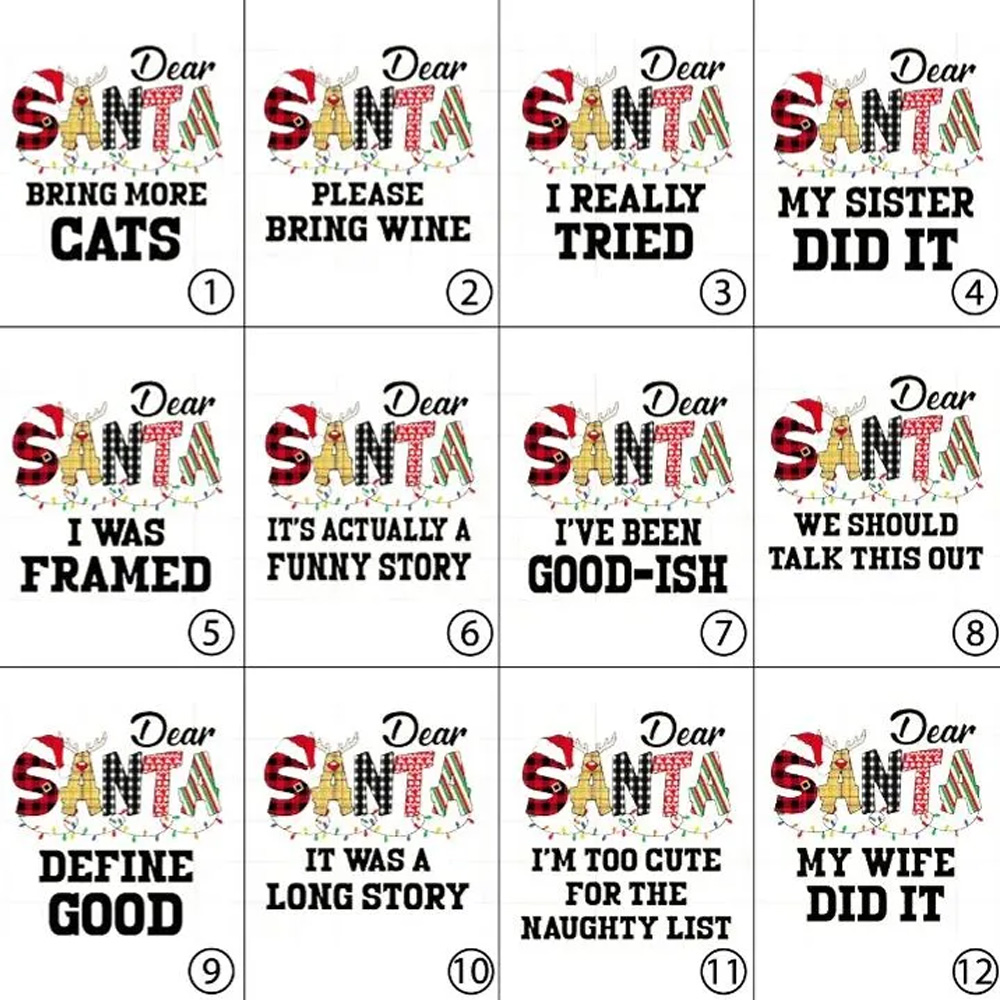 Dear Santa Spelling Design Christmas Family Matching Blue Pajamas