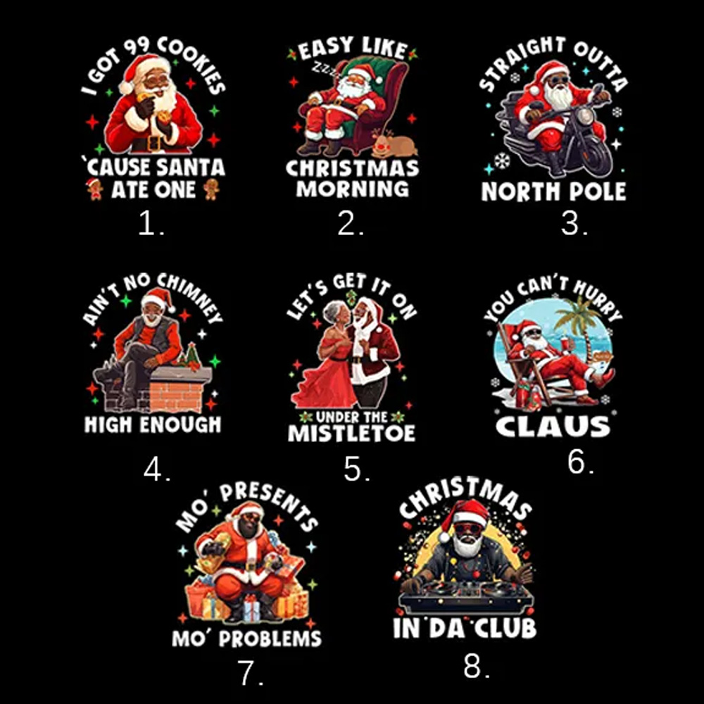 Black Santa Family Christmas Matching Pajamas