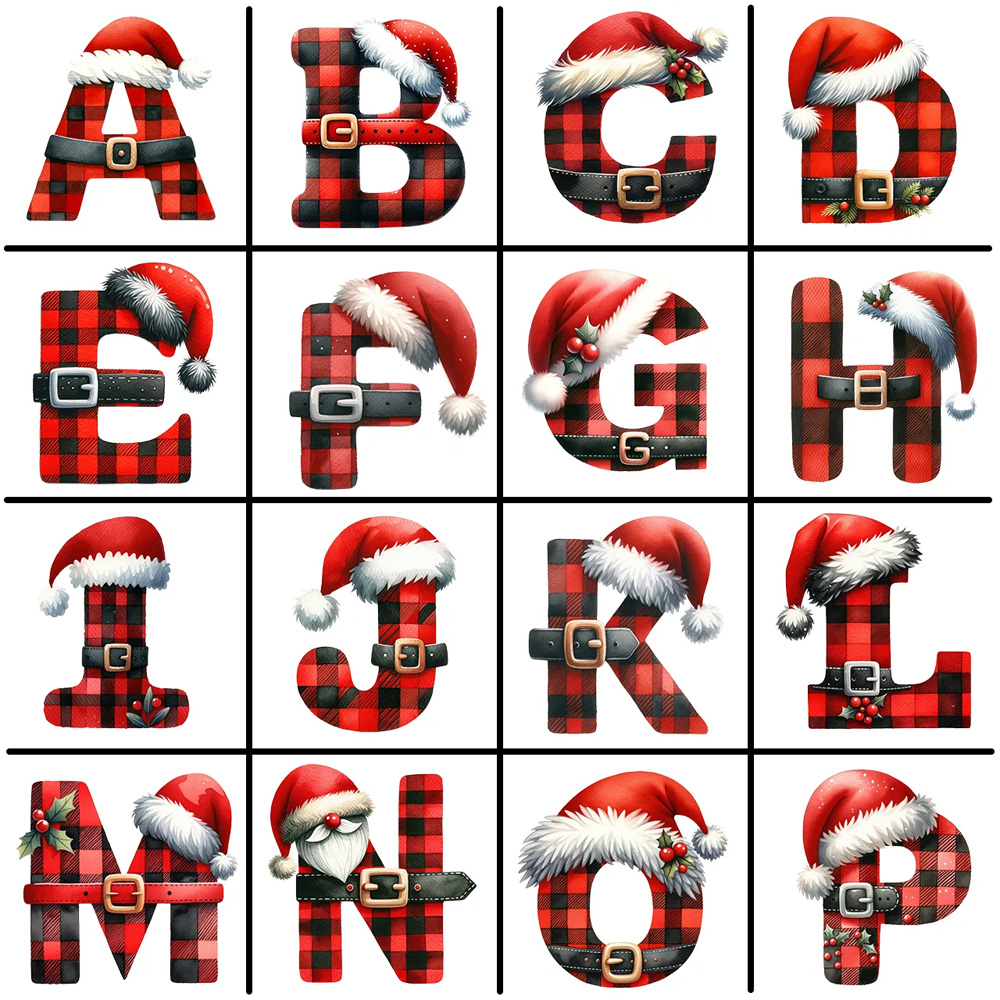 Personalized Reindeer Santa Claus Christmas Plaid Letters T-Shirts