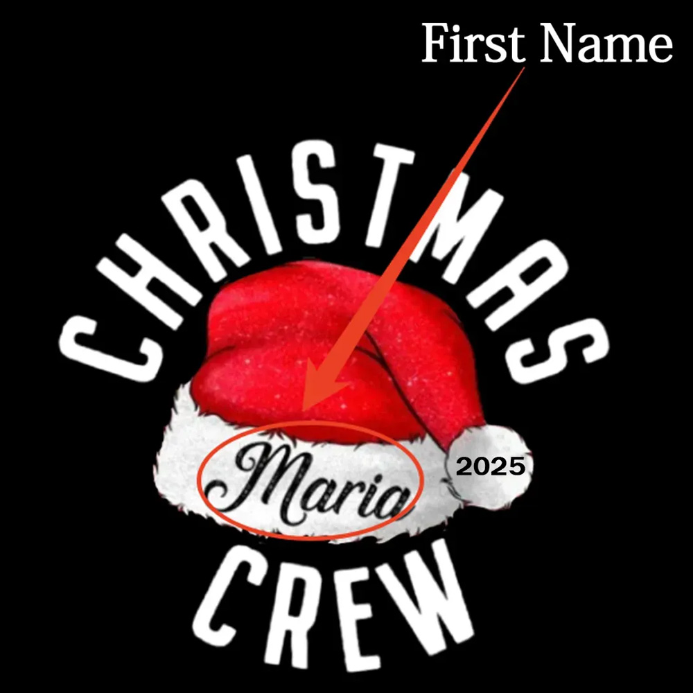 2025 Christmas Crew Santa Hat Family Matching T-Shirts
