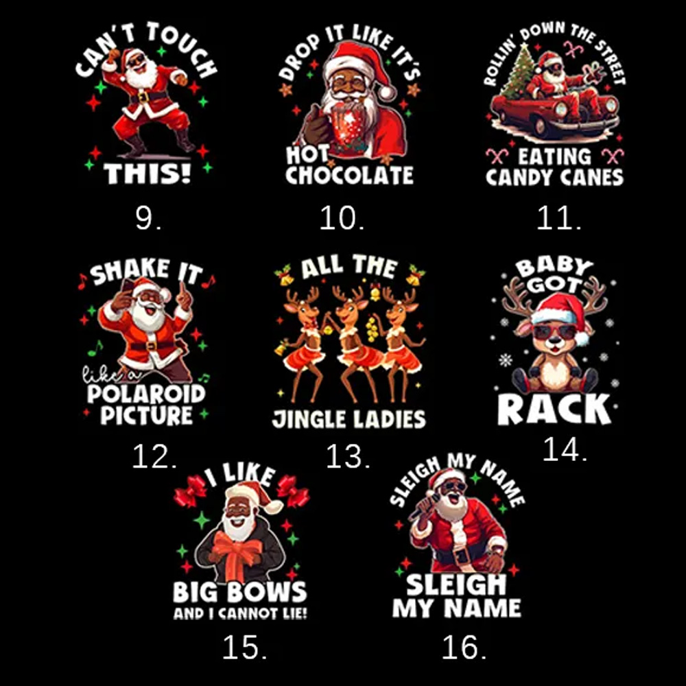 Black Santa Family Christmas Matching Pajamas