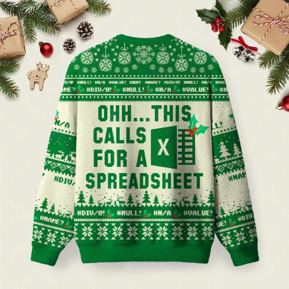 Ohh...This Calls for a Spreadsheet Ugly Christmas Fuzzy Fleece Sweatshirt-Excel