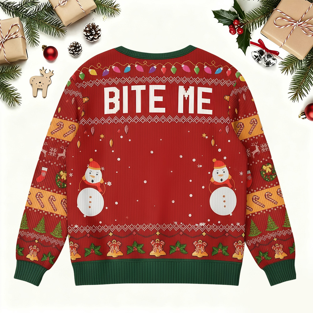 Oh Snap Gingerbread Face Photo - Personalized Photo Ugly Sweater