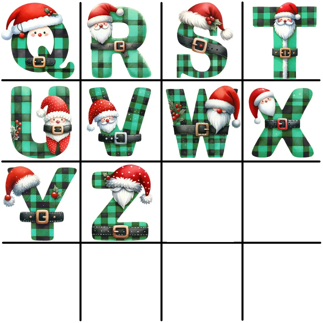 Personalized Green Plaid Letter Family Matching Christmas Gnomes Pajamas