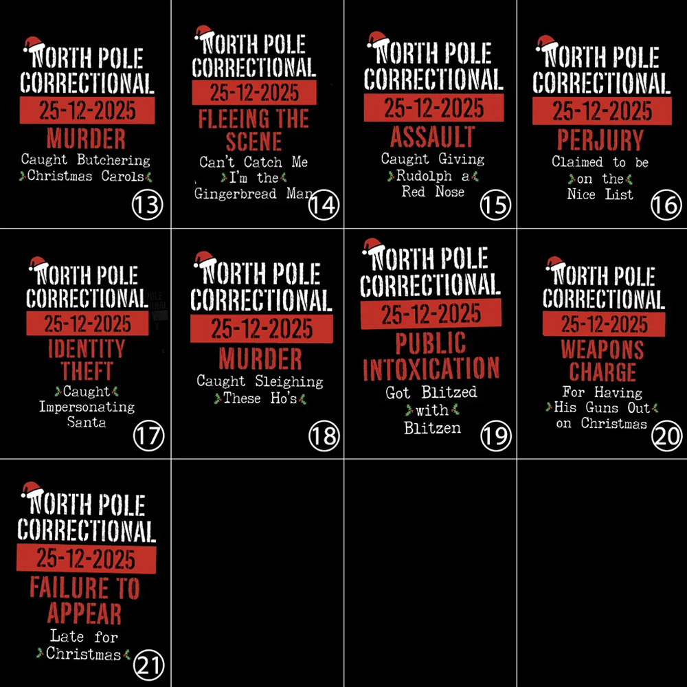 Funny Group Christmas North Pole Correctional Matching T-shirts