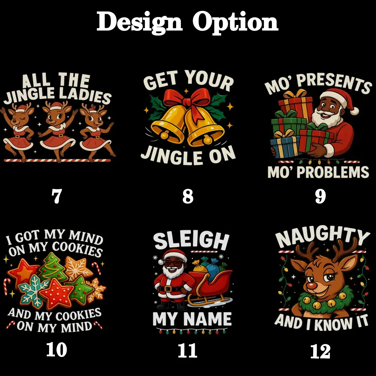 Personalized Brown Santa Christmas Family Matching T-Shirts