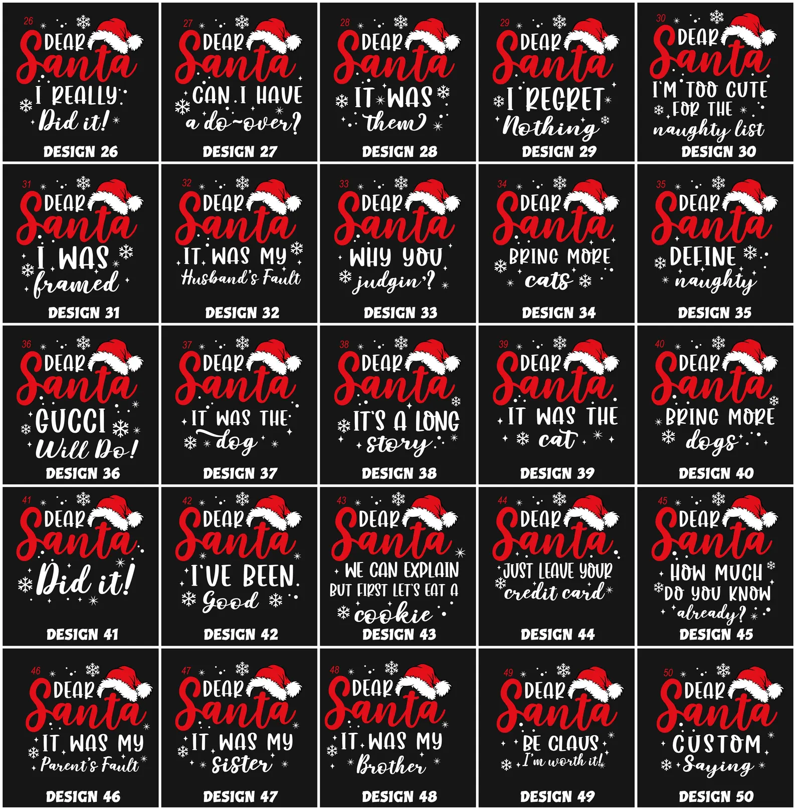 Santa Claus Customized Quotes Family Matching T-Shirts