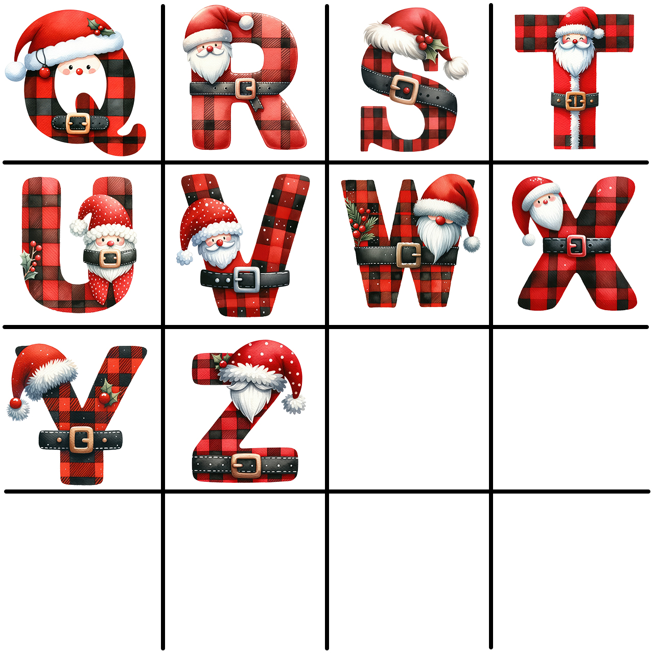 Personalized Reindeer Santa Claus Christmas Plaid Letters T-Shirts