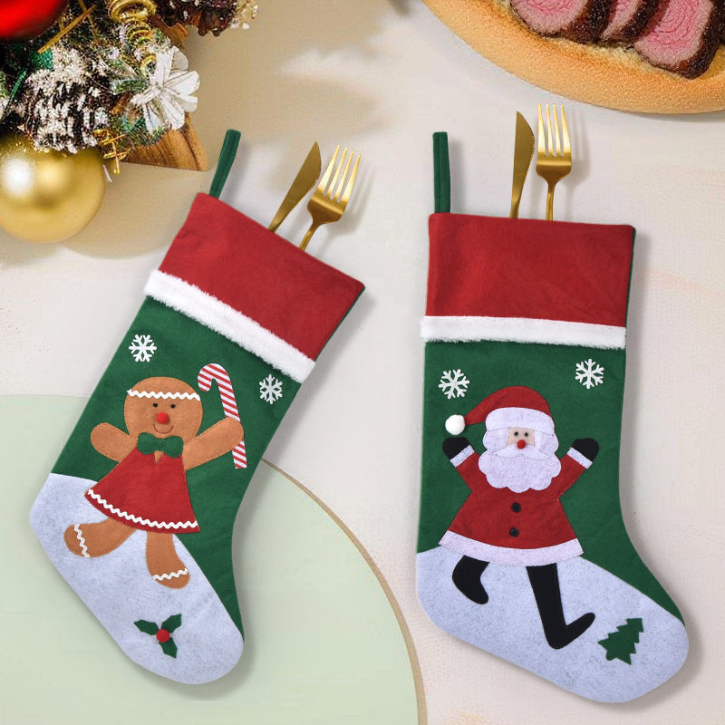 Gingerbread Man Snowman Christmas Stocking Decorated Gift Bag