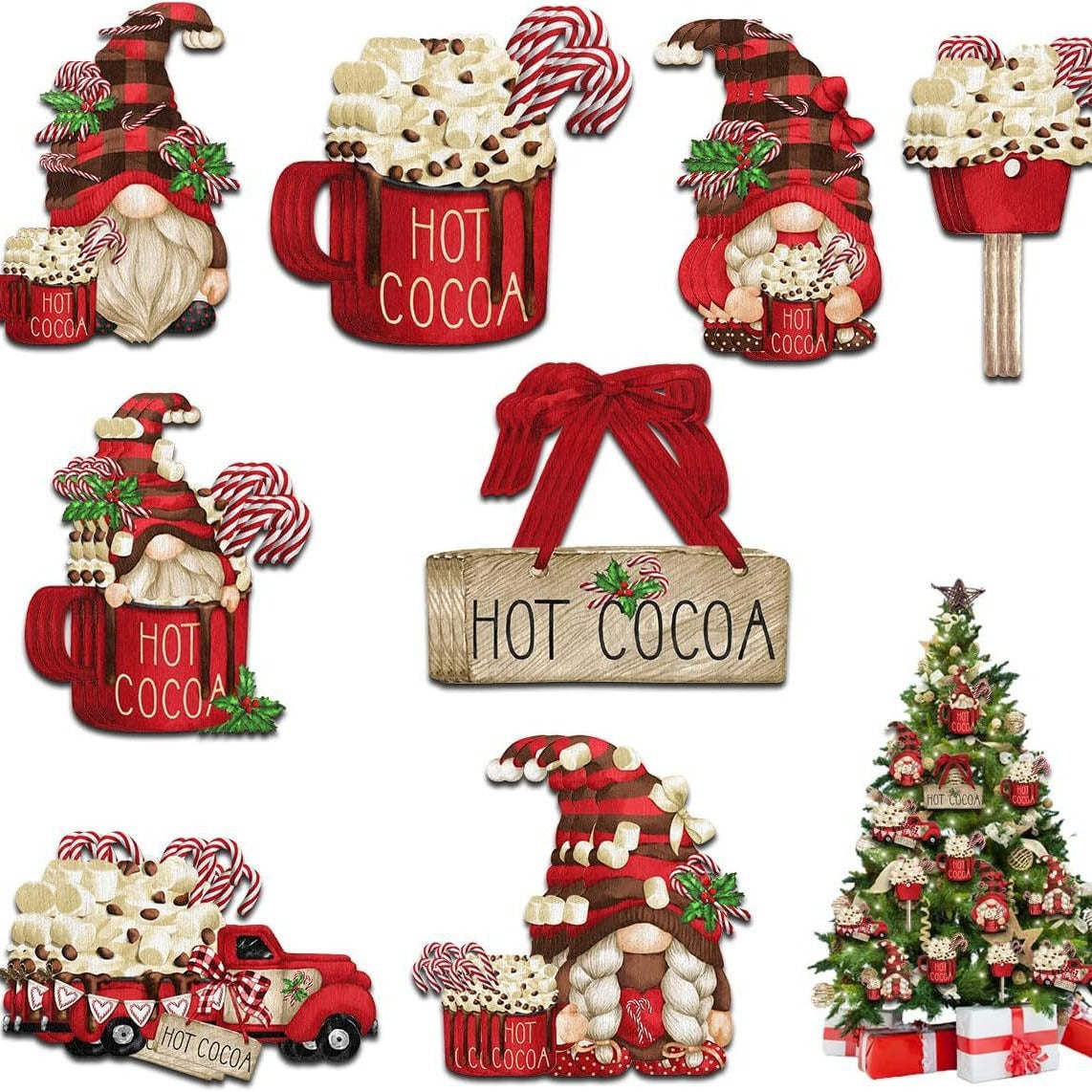 Christmas Hot Cocoa Wooden Hanging Ornaments