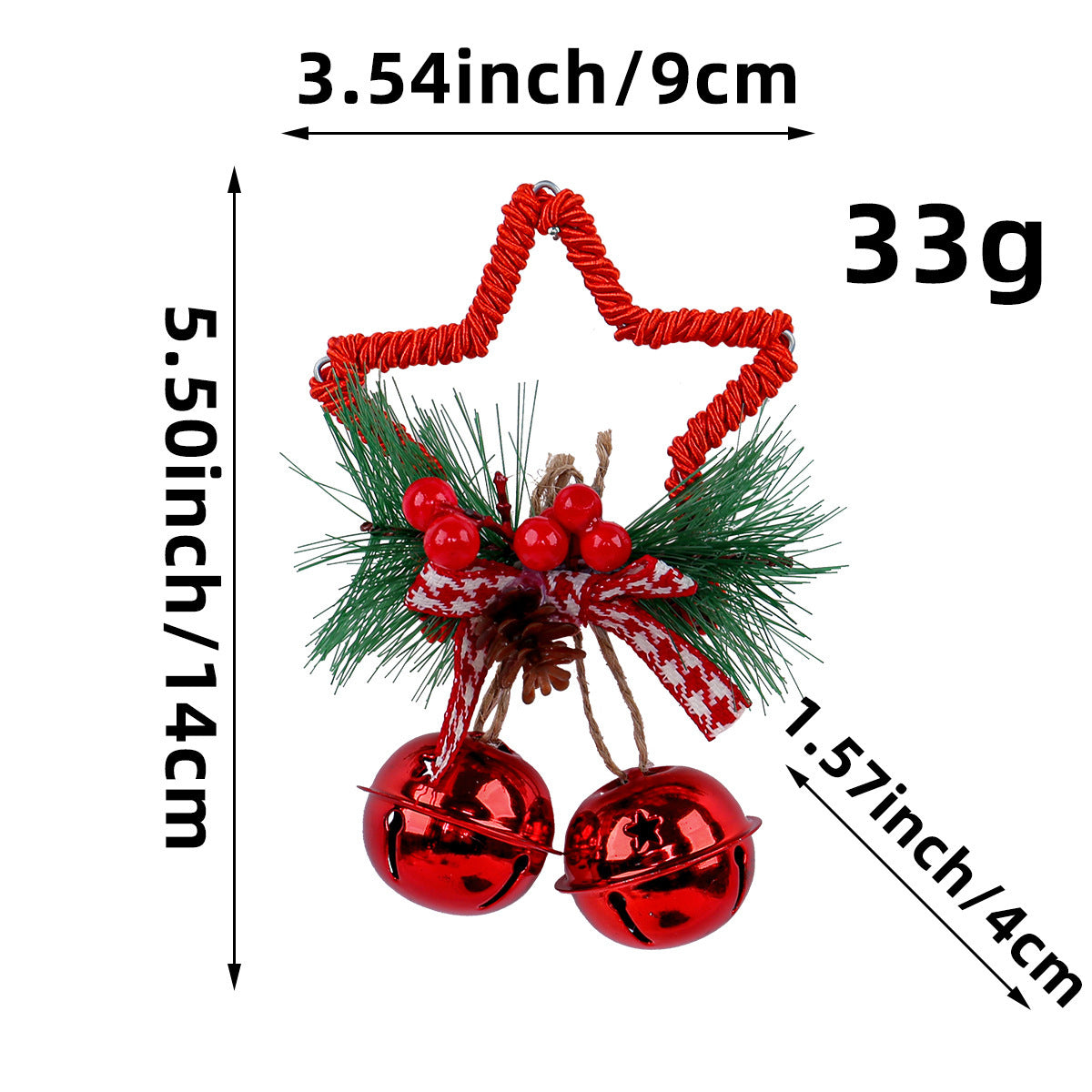Christmas Five-pointed Star Bell Decoration Ornaments