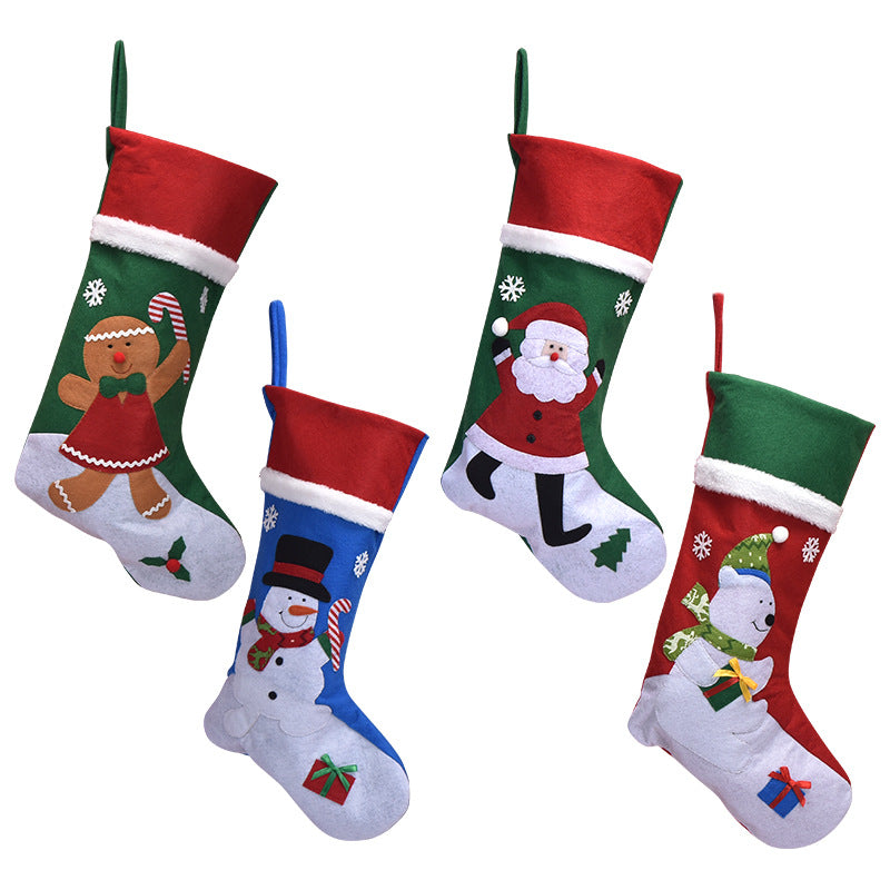 Gingerbread Man Snowman Christmas Stocking Decorated Gift Bag