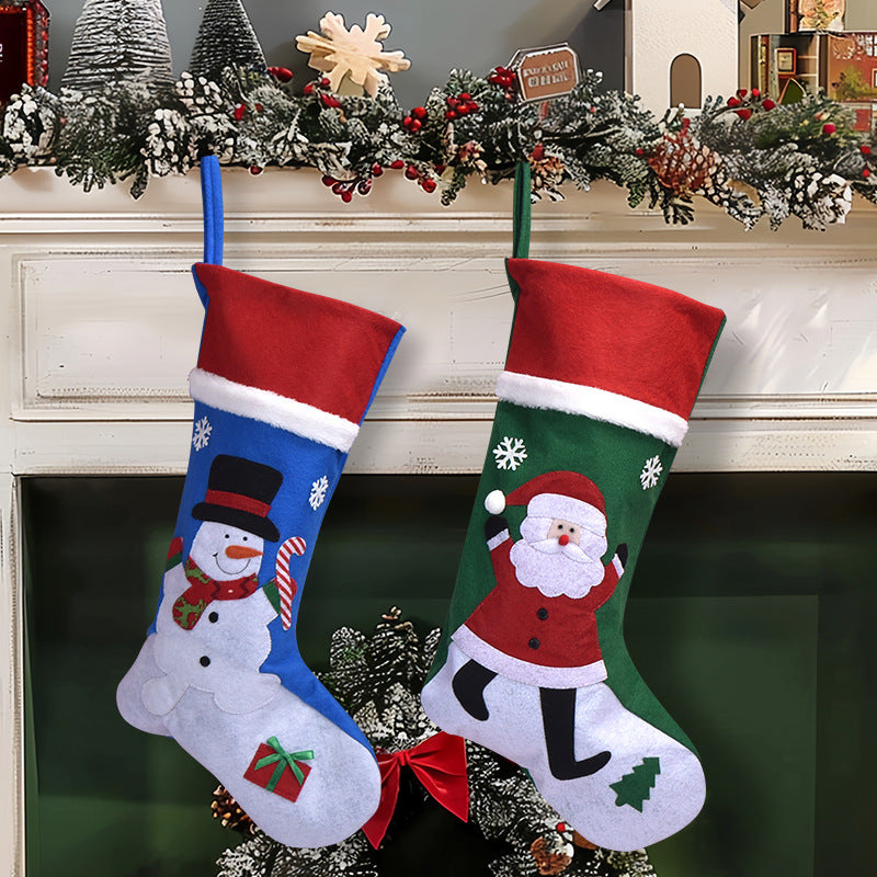 Gingerbread Man Snowman Christmas Stocking Decorated Gift Bag