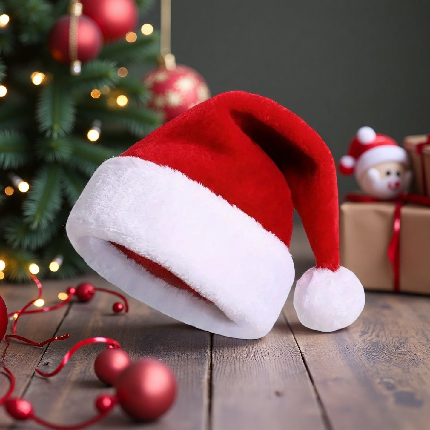 Classic Red Plush Christmas Hat