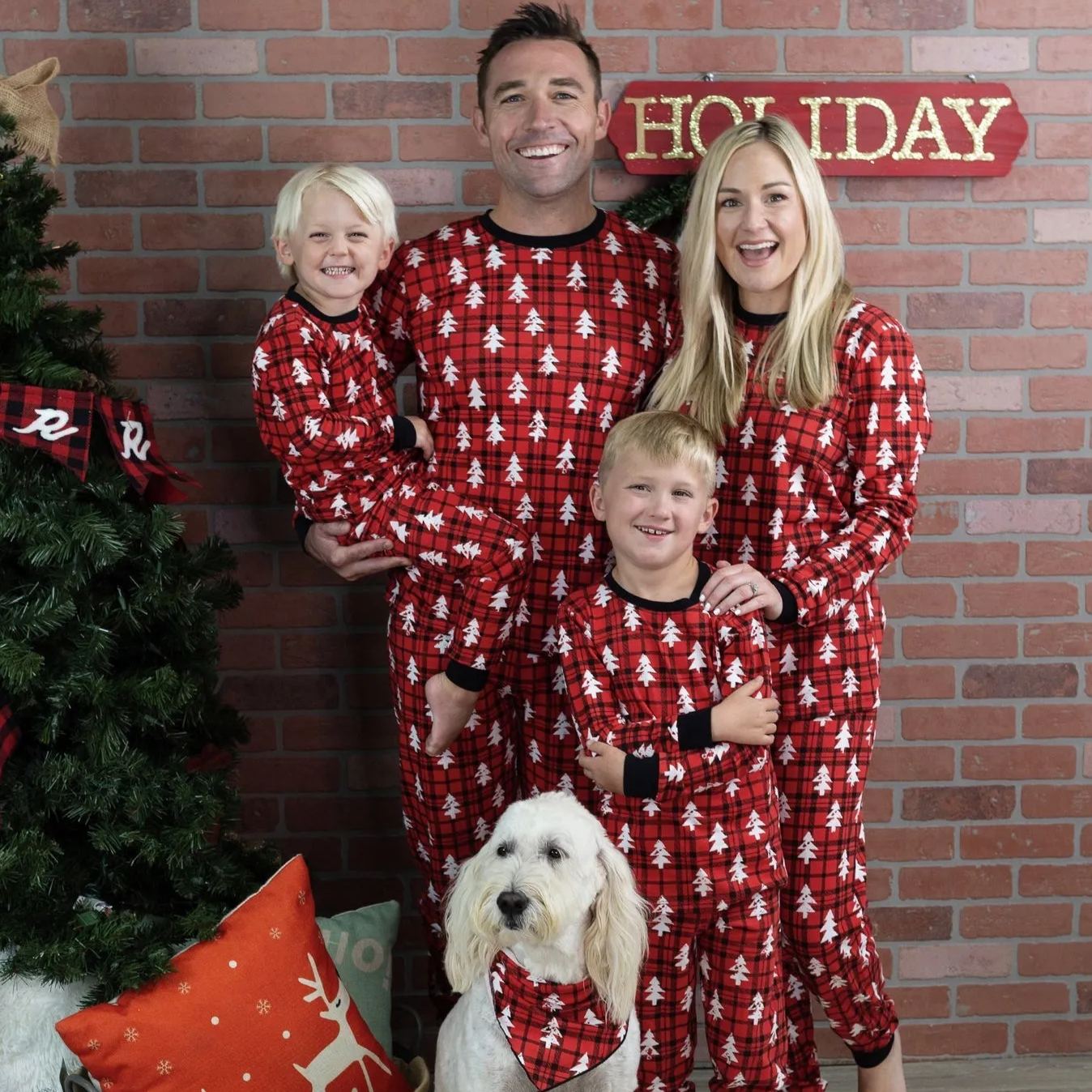 Red Christmas Tree Matching Family Pajama Set
