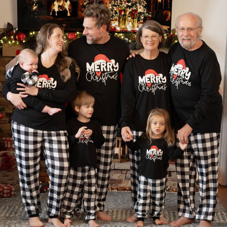 Christmas Family Matching Letters Print Long-sleeve Pajamas Sets
