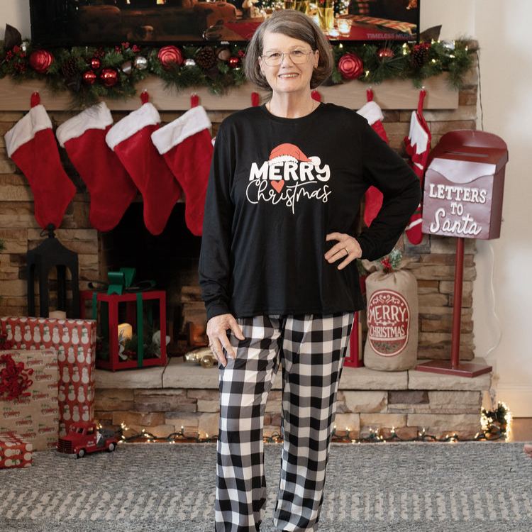 Christmas Family Matching Letters Print Long-sleeve Pajamas Sets