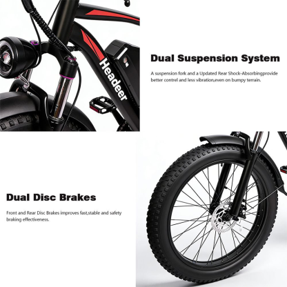 Headeer BD2640 Electric Bike for Adults 750W, 48V 21.6Ah Removable Battery ,45Km/h Max Speed,26" x 4.0" Fat Tire