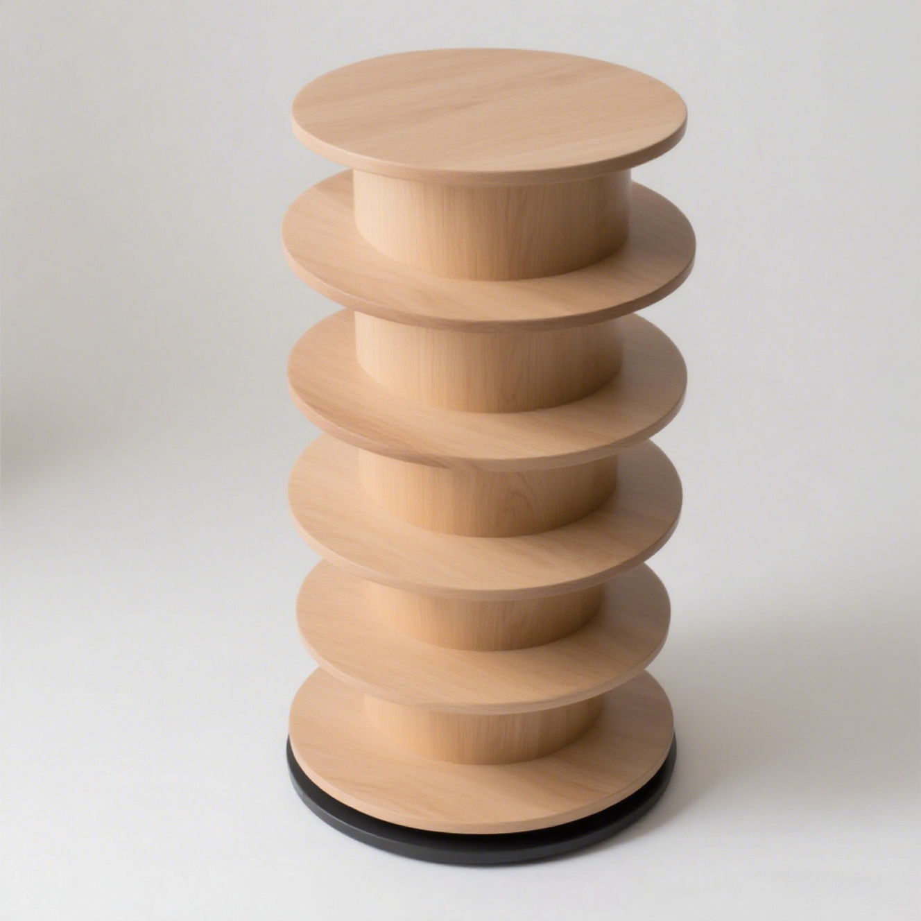 Nowoczesny, obrotowy regał z drewna