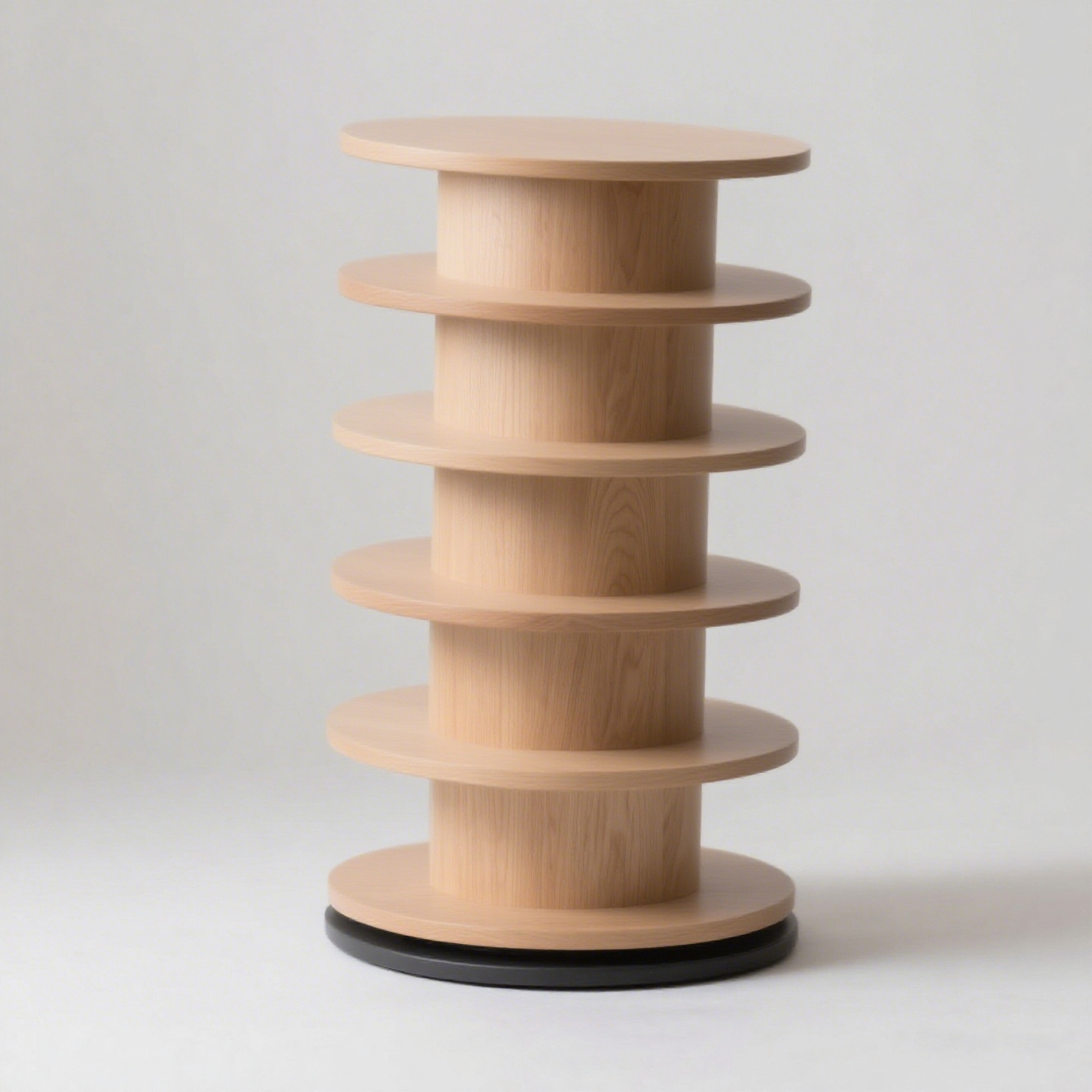 Nowoczesny, obrotowy regał z drewna