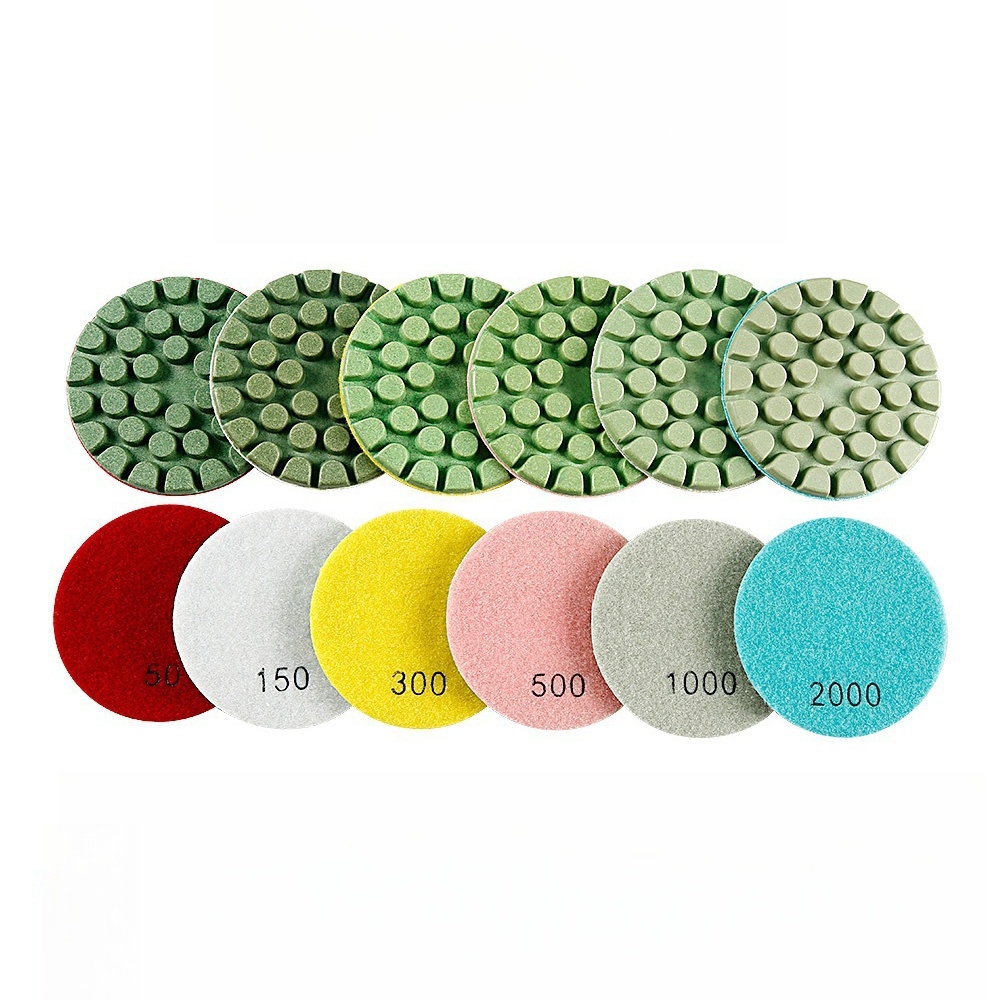 CutVibePro 6pcs Diamond Floor Polishing Pads Set, 4 Inch Resin Pads For Concrete and Terrazzo Polishing
