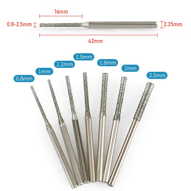 CutVibePro Diamond Burr Drill Bits Set 10PCS, 2.35mm Shank for Jewelry, Stone, Beads
