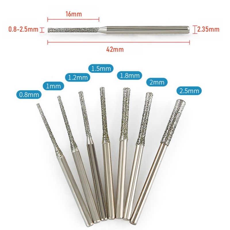 CutVibePro Diamond Burr Drill Bits Set 10PCS, 2.35mm Shank for Jewelry, Stone, Beads