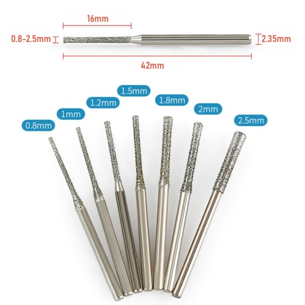 CutVibePro Diamond Burr Drill Bits Set 10PCS, 2.35mm Shank for Jewelry, Stone, Beads