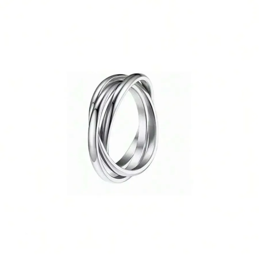1pc Fashionable Rotatable Stainless Steel Three Ring Circles Couple Ring
