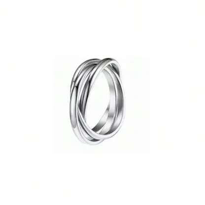 1pc Fashionable Rotatable Stainless Steel Three Ring Circles Couple Ring