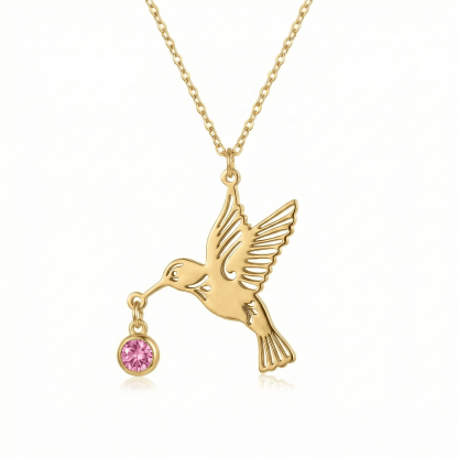Hummingbird necklace (Birthstone)