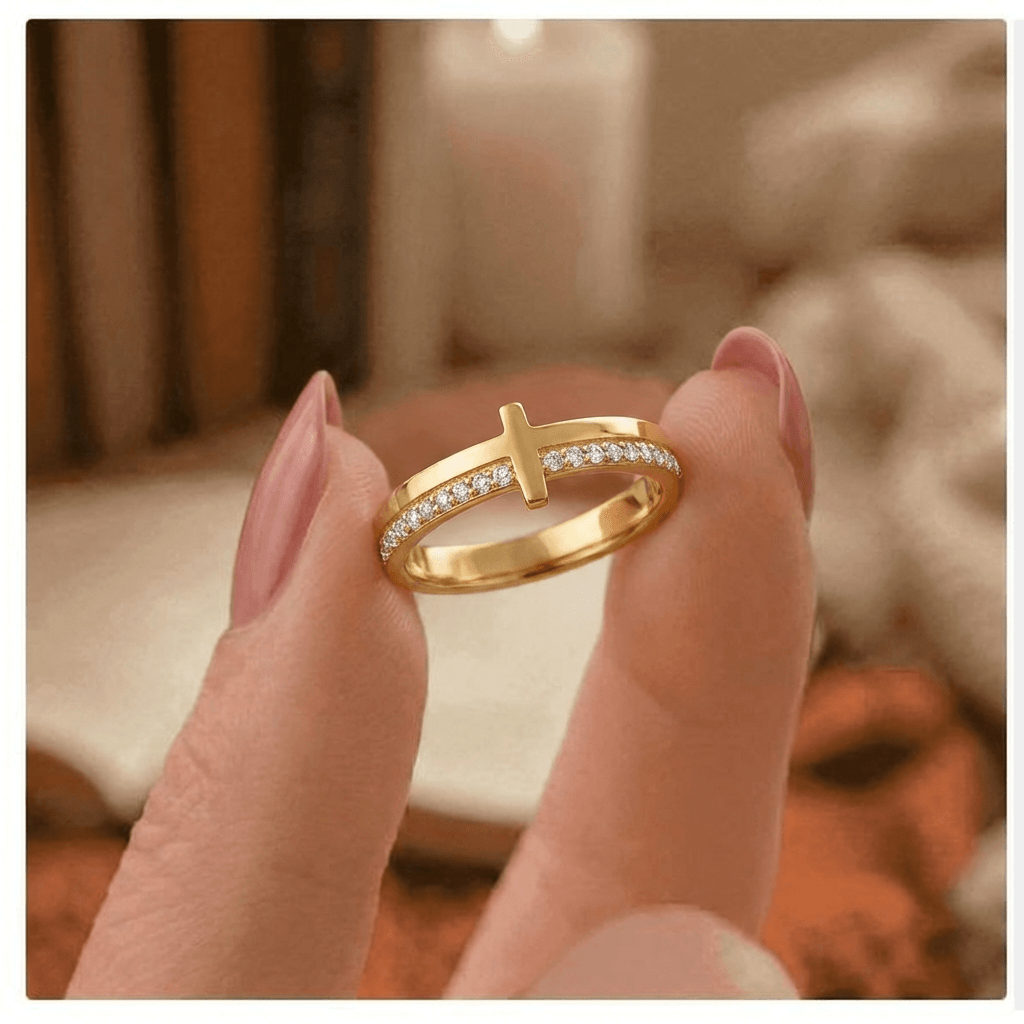 Crucifix Engraved Ring