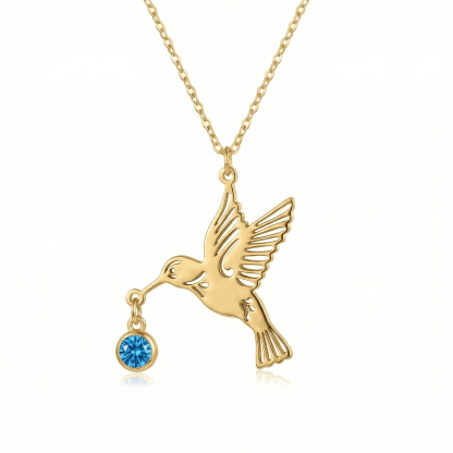 Hummingbird necklace (Birthstone)