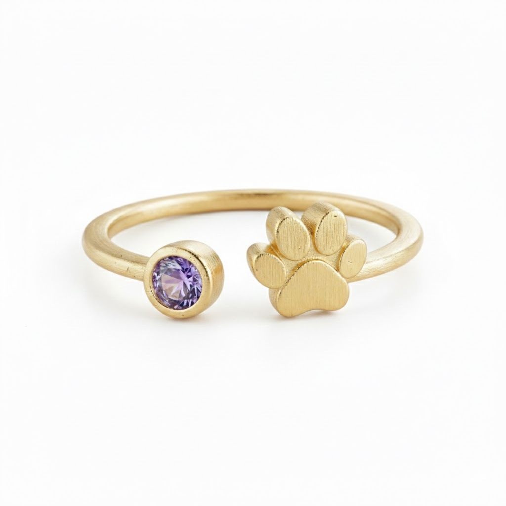 Paw Birthstone Ring