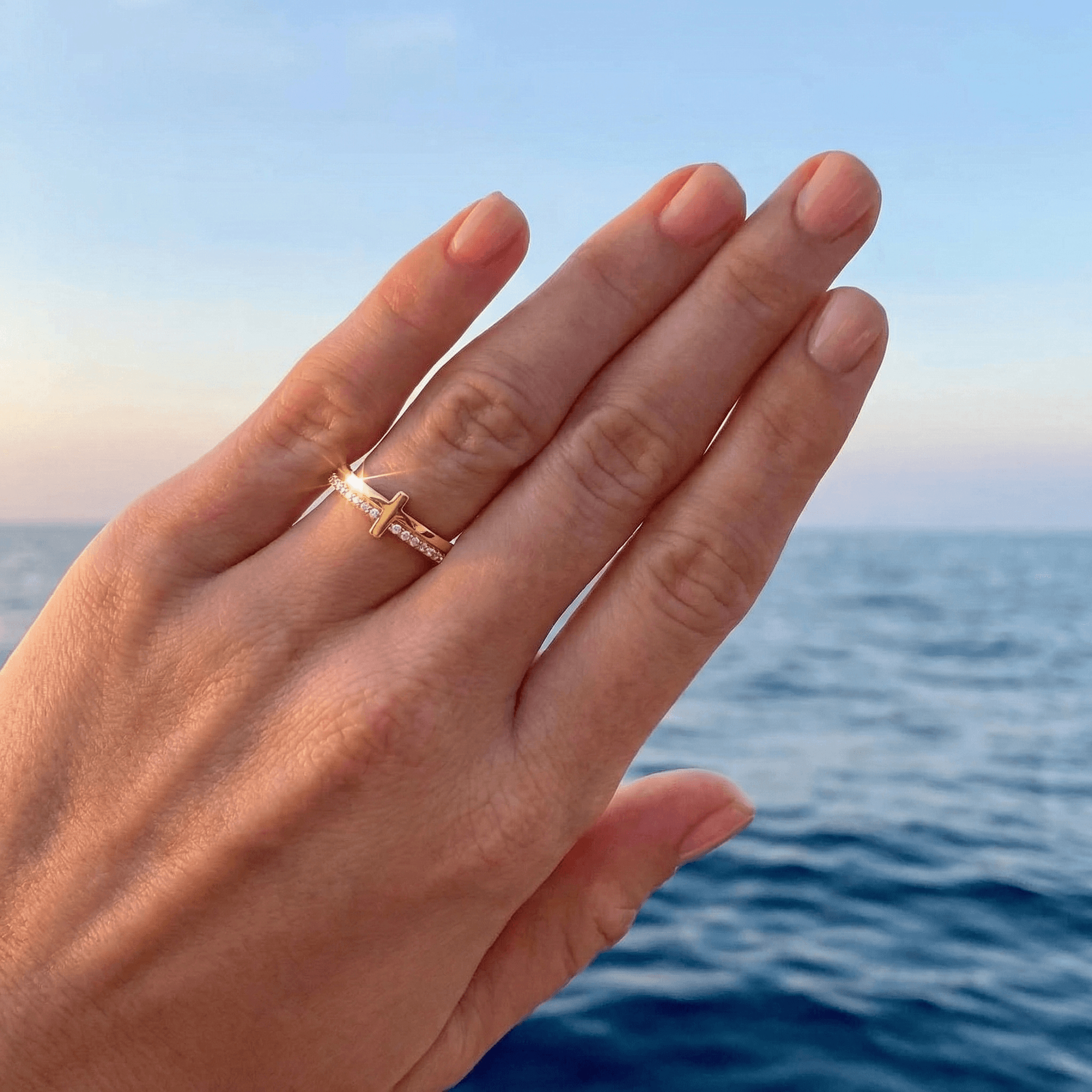 Crucifix Engraved Ring