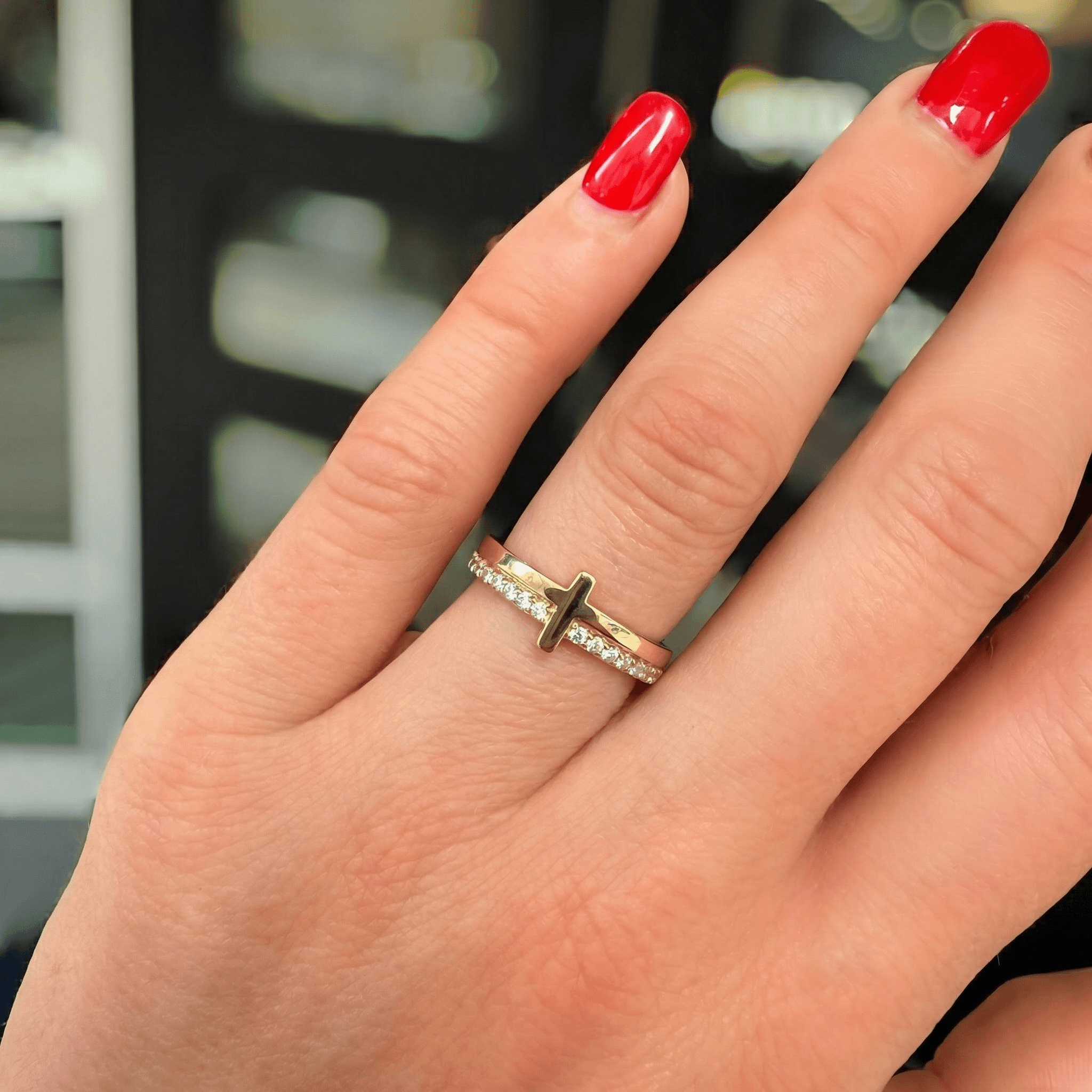 Crucifix Engraved Ring