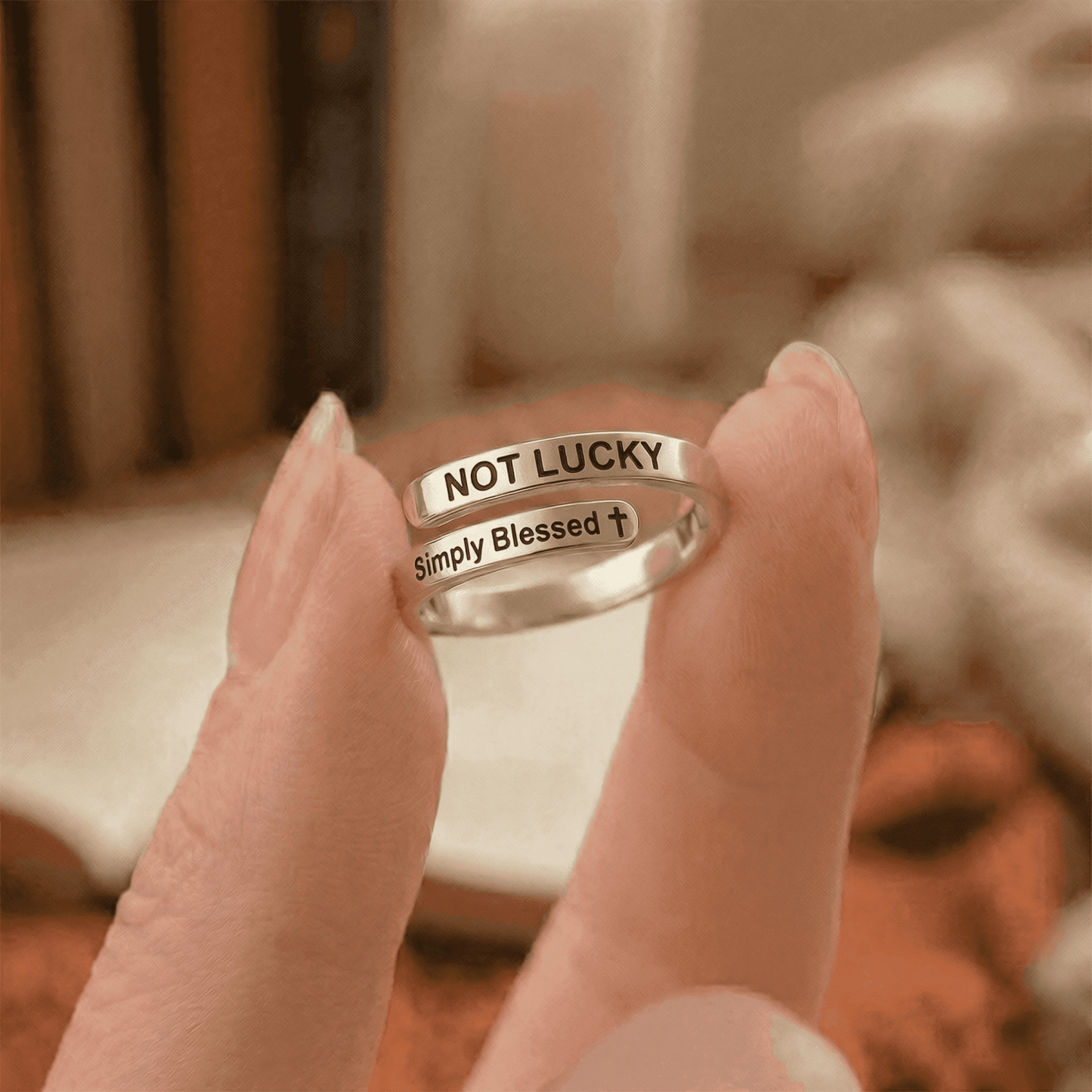 Not Lucky Simply Blessed - Minimalist Ring
