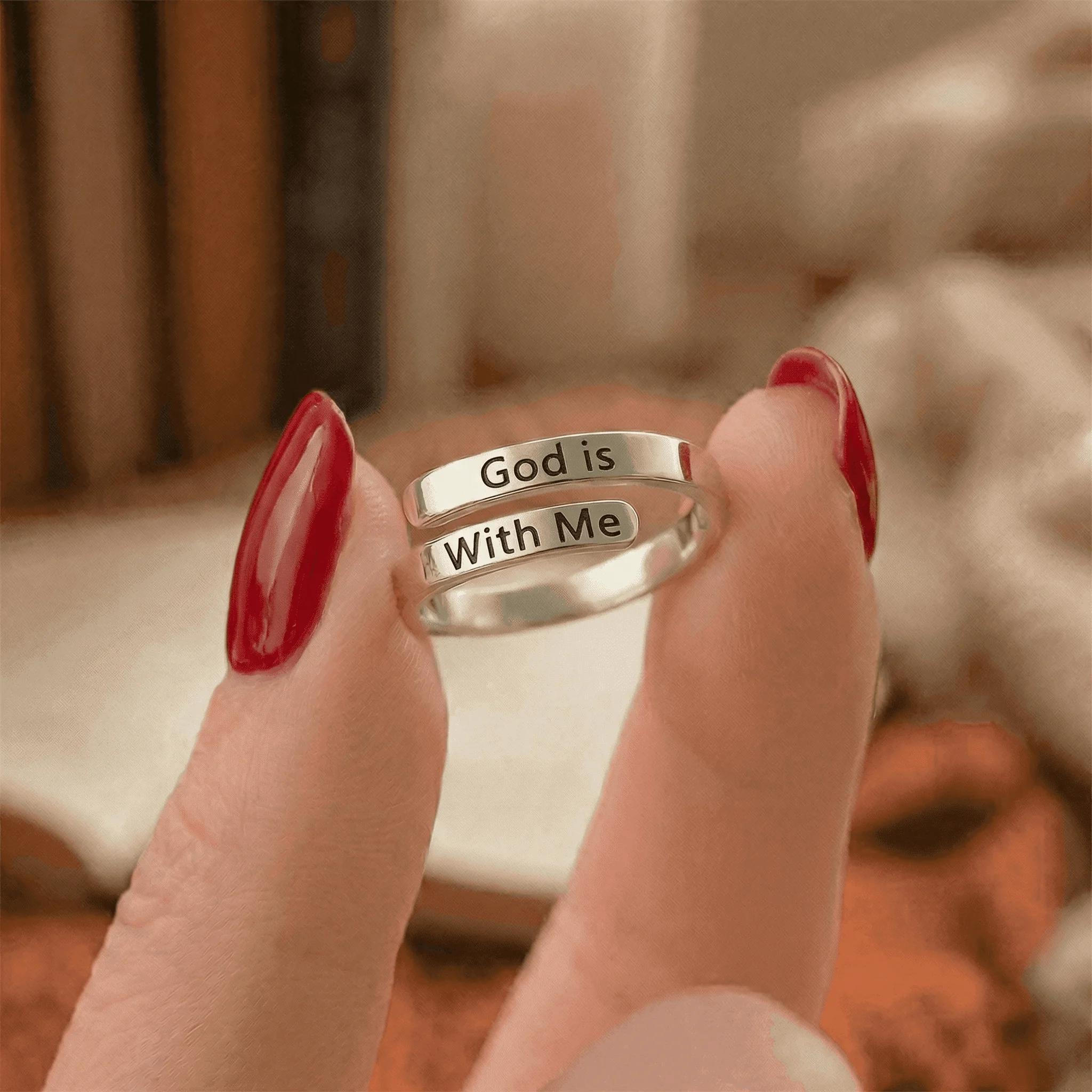 God is With Me - Minimalist Ring