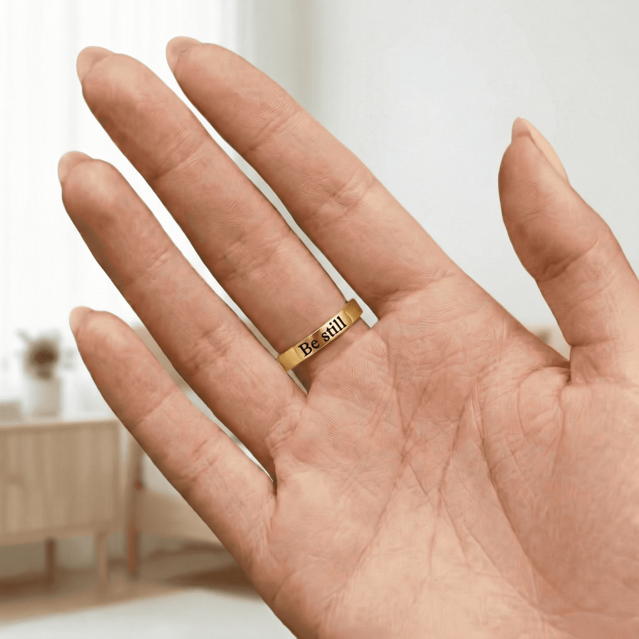 Crucifix Engraved Ring